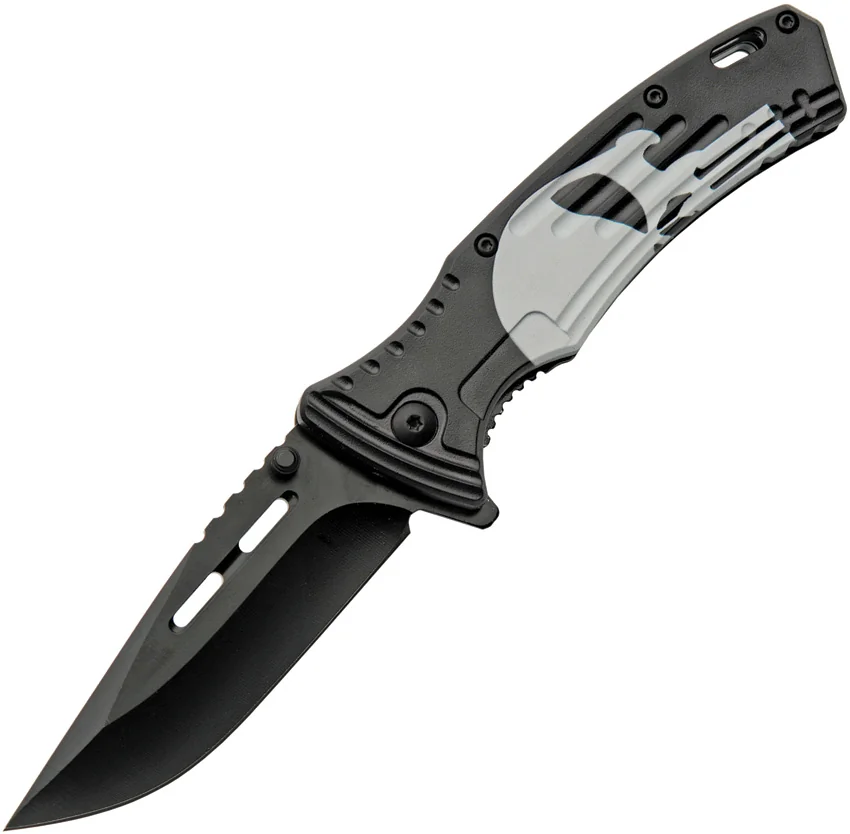 China Made Punisher Skull Linerlock A/O