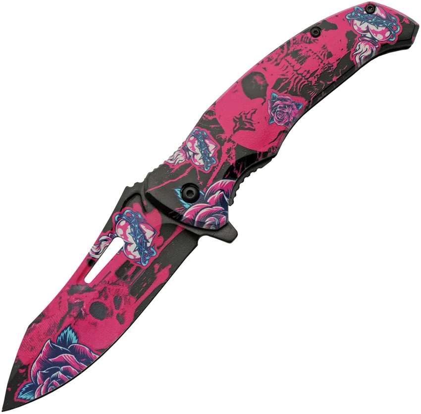 China Made Skull Linerlock A/O Pink