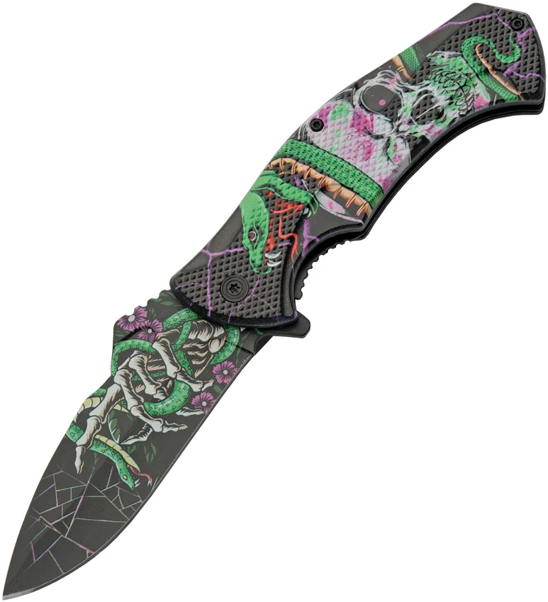 China Made Skull Linerlock Green