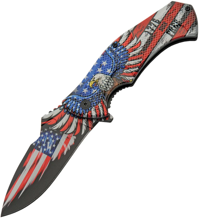 China Made Flag Linerlock A/O Eagle