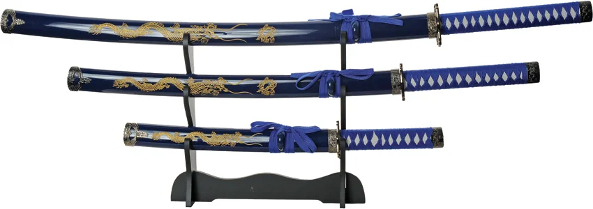China Made Gold Dragon Samurai Set Blue