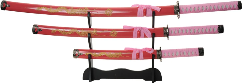 China Made Gold Dragon Samurai Set Pink