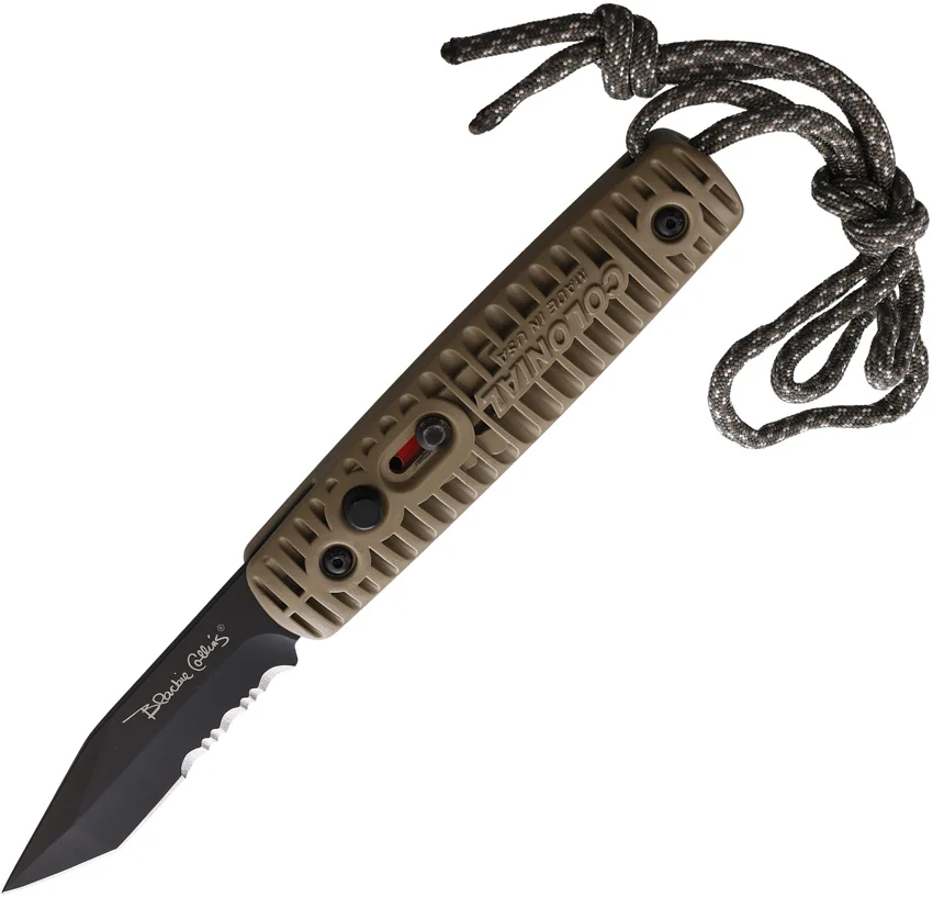 Colonial Knife Co. Auto Ranger Automatic Knife Tan Polymer (2.75" Black Serr)