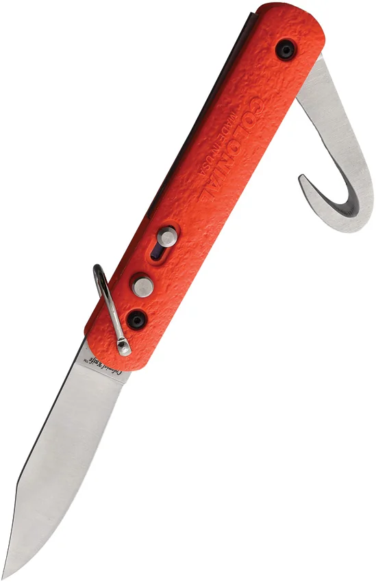 Colonial M-724 Orange Auto Rescue Knife w/Bail Loop (3" Satin)