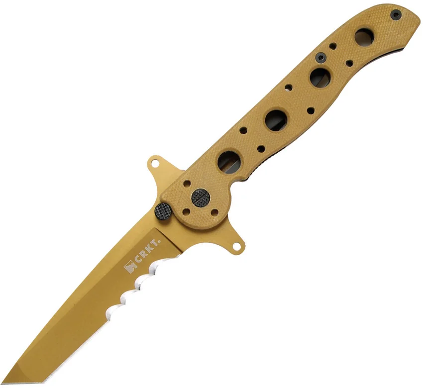 CRKT Carson M16-13DSFG Tanto Flipper Knife Desert Tan G-10 (3.5" Serr)