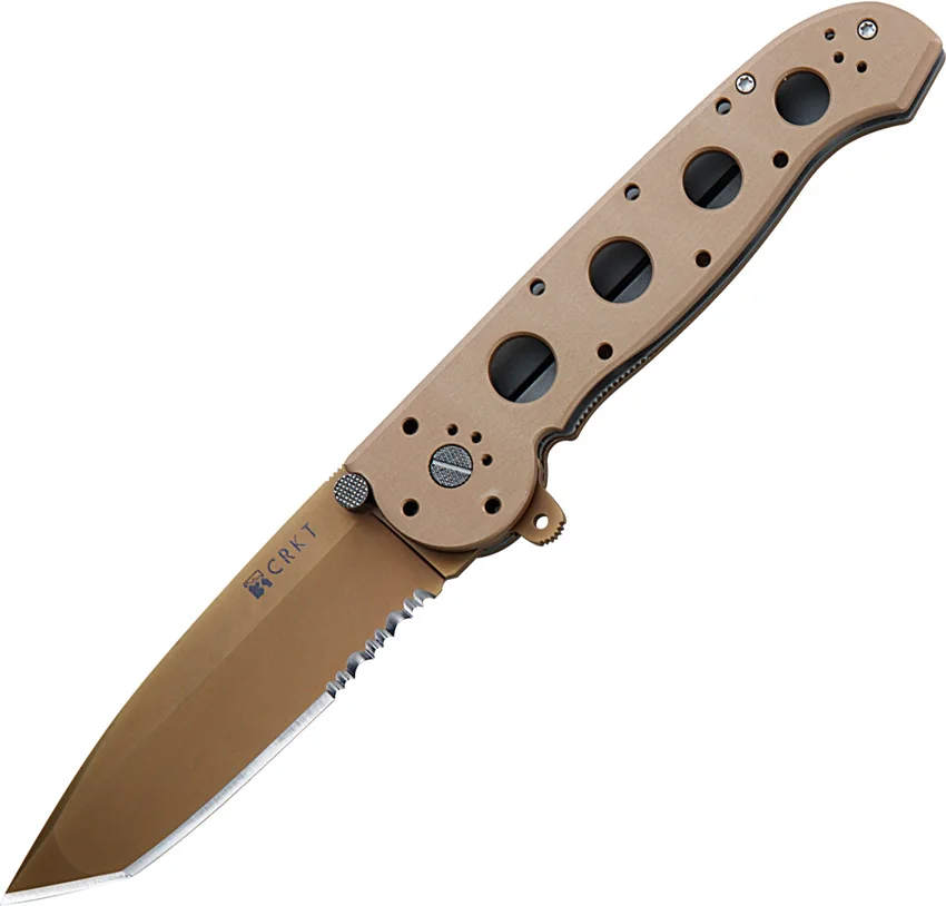 CRKT Carson M16-14D Desert Camo Tanto Flipper Knife Aluminum (3.875" Tan Serr)