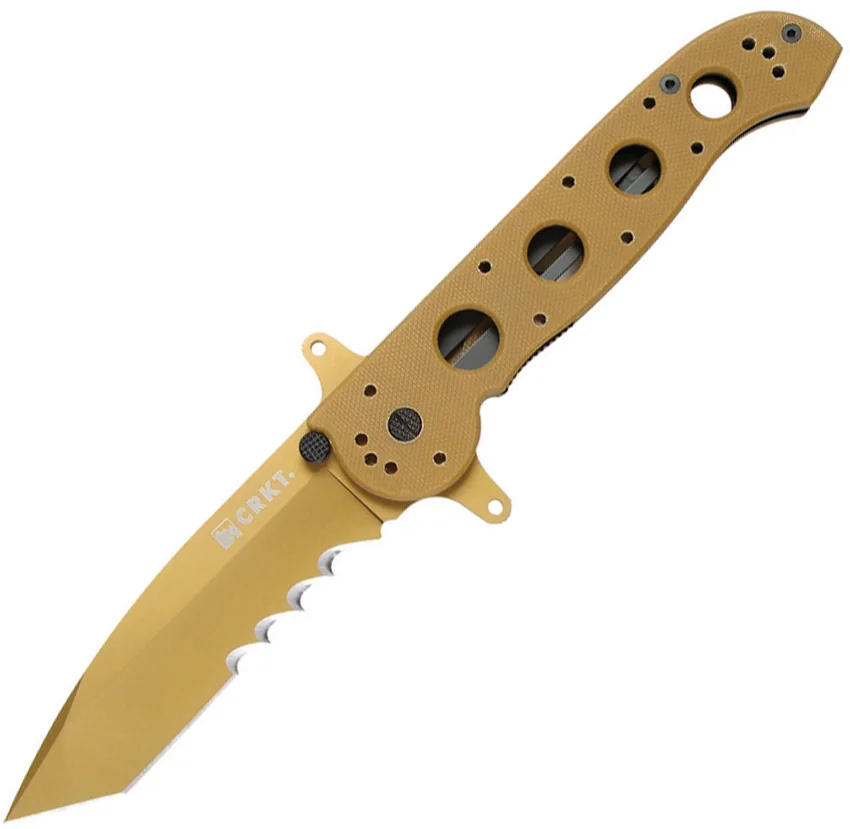 CRKT Carson M16-14DSFG Tanto Flipper Knife Desert Tan G-10 - Serrated
