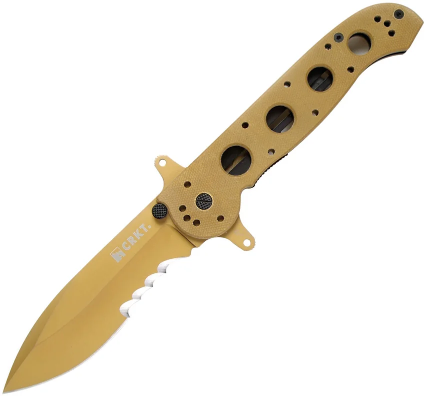 CRKT Carson M21-14DSFG Special Forces Flipper Knife Tan G-10 (3.875" Serr)