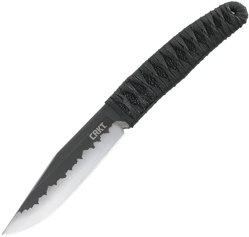 CRKT Burnley Nishi Fixed Blade Knife Black Cord Wrapped (4.5" Black) 2290