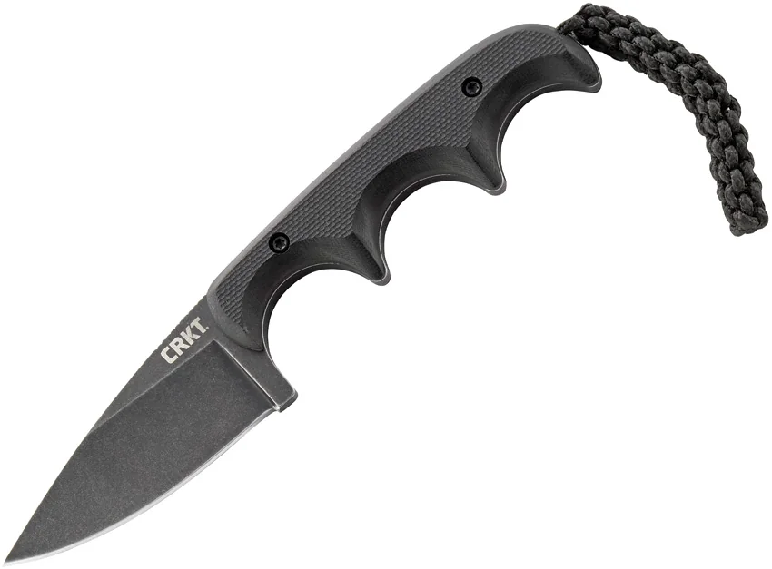 CRKT Folts Minimalist Drop Point Neck Knife Black G-10 (2" Black SW) 2384K