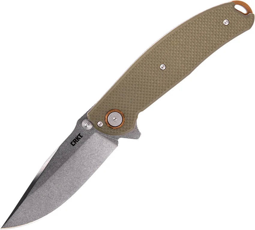 CRKT Burnley Butte Deadbolt Lock Assisted Flipper Knife Green G-10 (3.3" SW)