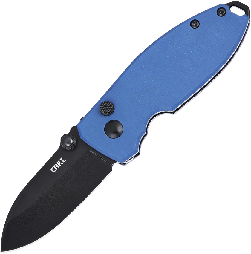 CRKT Squid Button Lock Knife Blue Micarta (2.3" Black Oxide D2) 2474BD