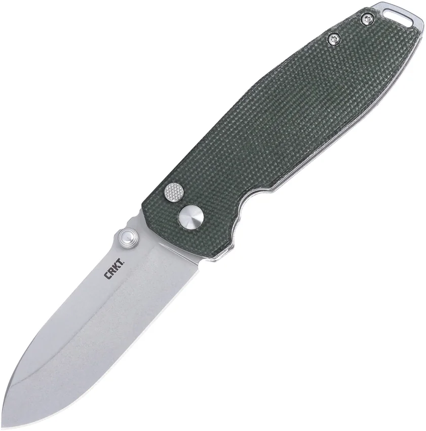 CRKT Squid XM Button Lock Knife Green Micarta (2.9" SW D2) 2495GR