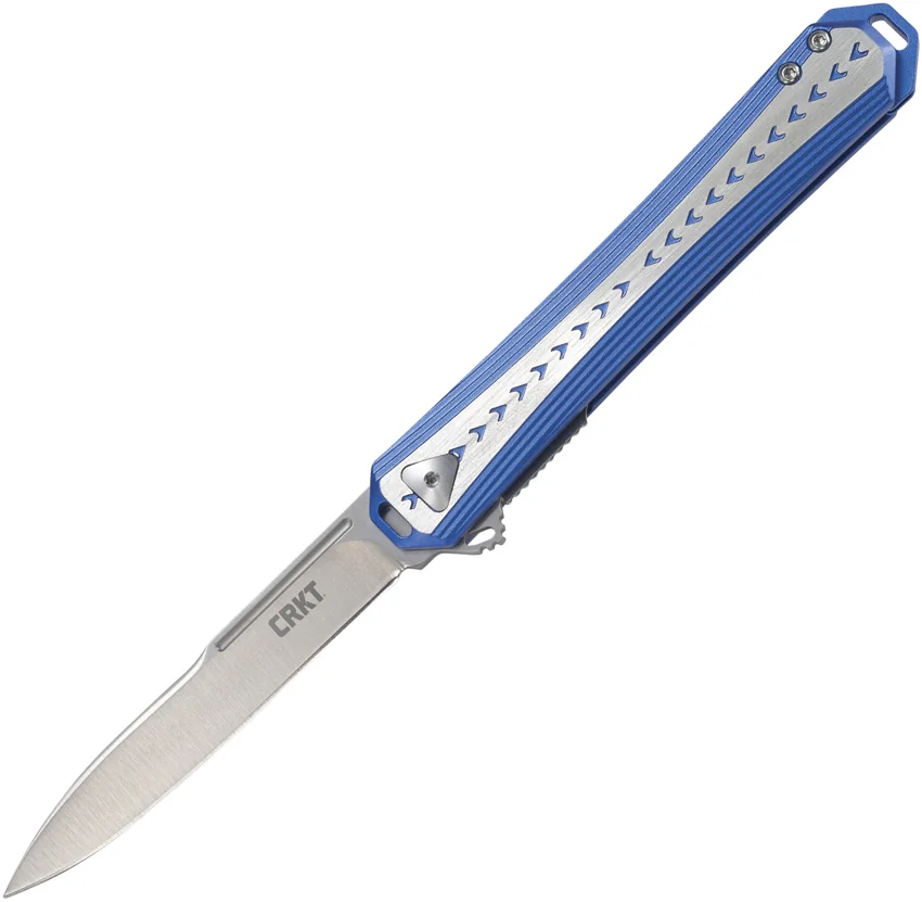 CRKT Stickler Liner Lock Assisted Flipper Knife Blue Aluminum (3.4" Satin)