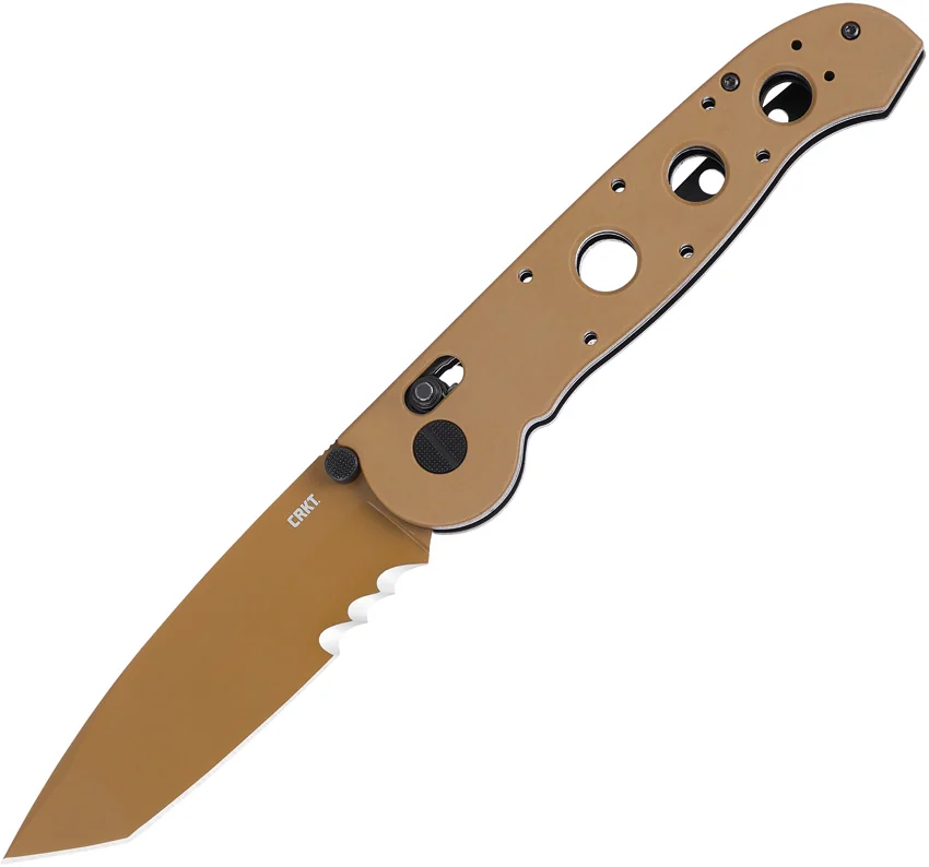 CRKT Carson M16-14XD Tanto Crossbar Lock Knife Tan Grivory (3.9" Tan Serr)