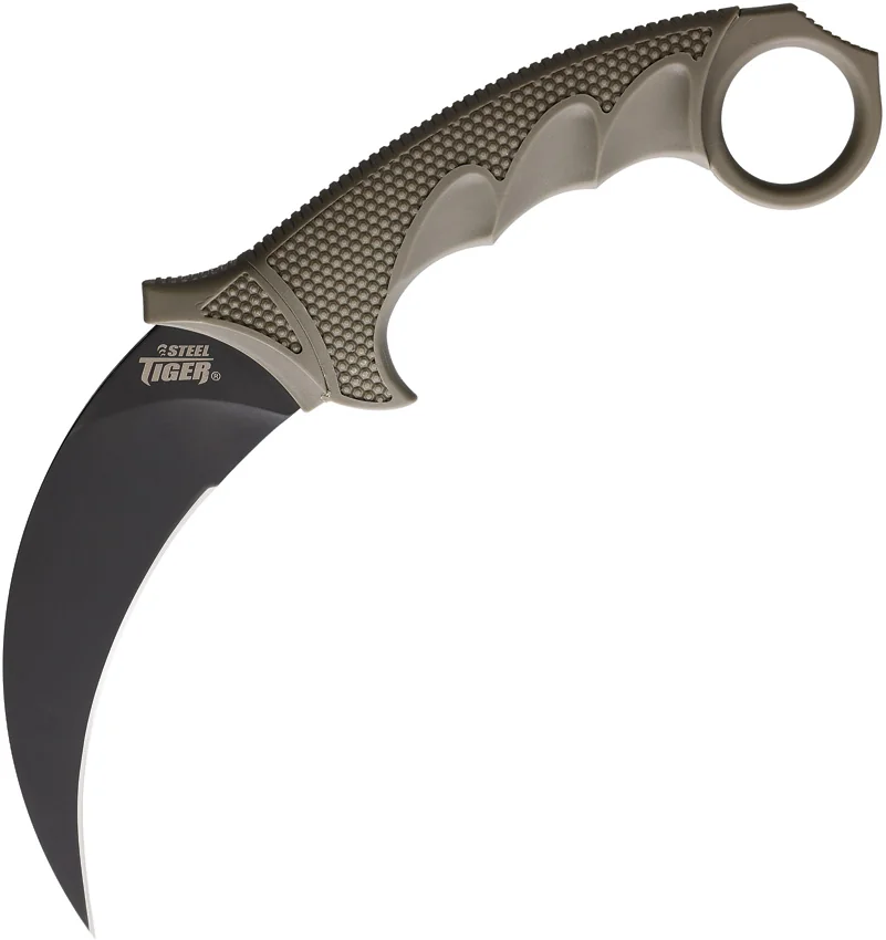 Cold Steel Karambit Steel Tiger Fixed Blade Knife Dark Earth (4.75" Black)
