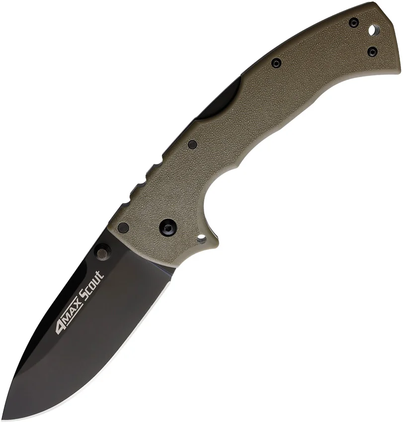 Cold Steel 4 Max Scout Tri-Ad Lock Knife Dark Earth Brown Griv-Ex (4" Black)