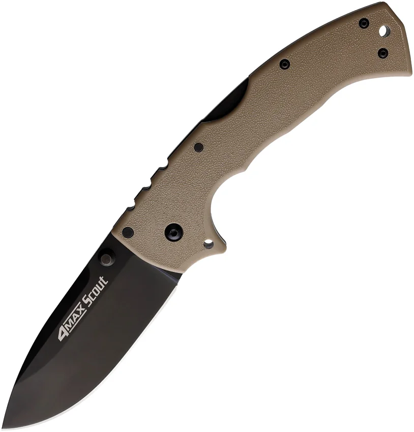 Cold Steel 4 Max Scout Tri-Ad Lock Knife Desert Tan Griv-Ex (4" Black)