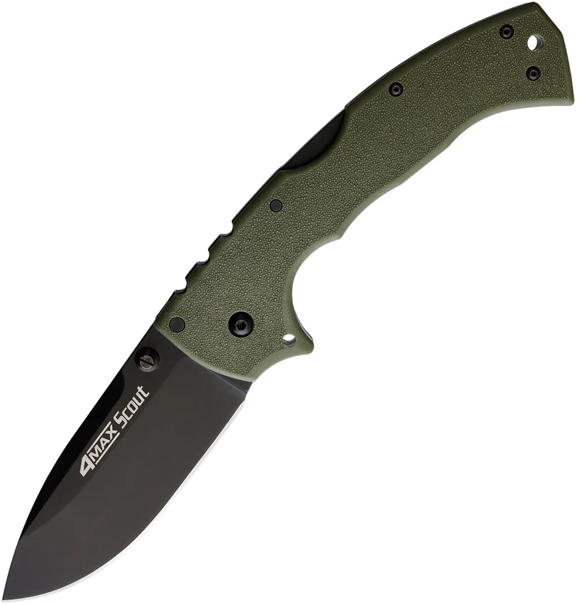 Cold Steel 4-Max Scout Tri-Ad Lock Knife OD Green Griv-Ex (4" Black)