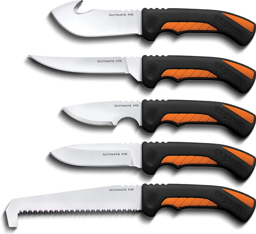 Cold Steel Fixed Blade Hunting Kit / 5-Piece Knife Set Black/Orange (CSFXFLDKIT)