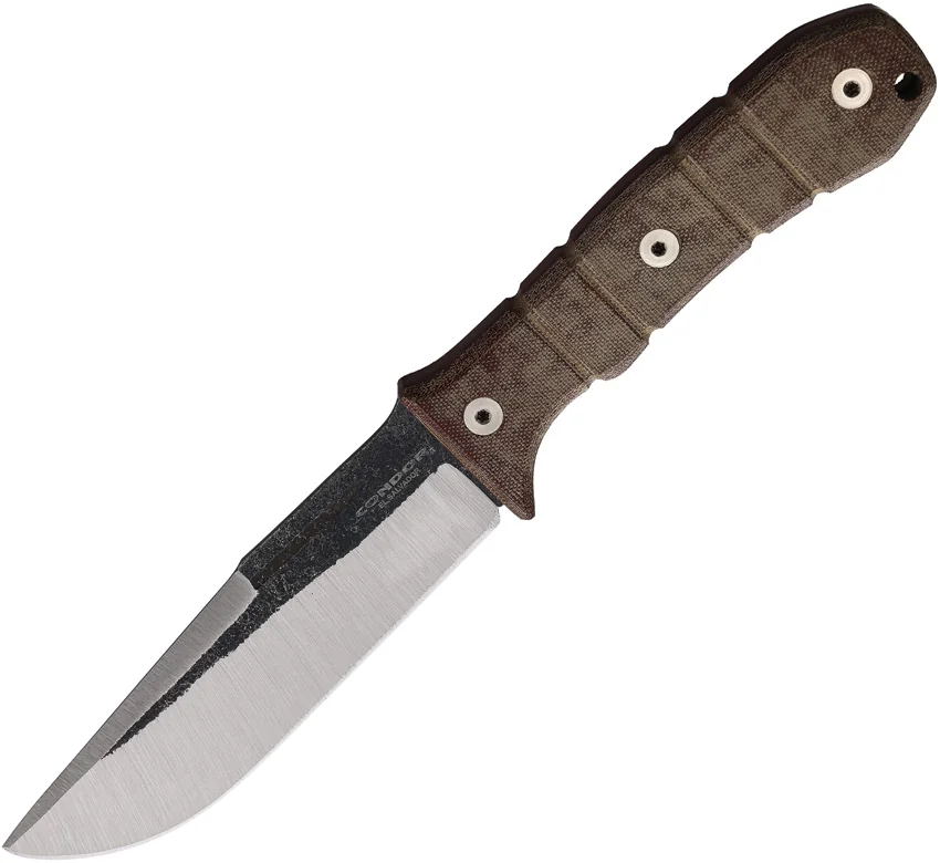 Condor Tactical P.A.S.S. Chute Fixed Blade Knife Brown Micarta (5.5" Black)