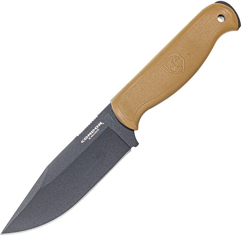 Condor Fighter Knife Fixed Blade Knife HIP Brown (4.9" Black)