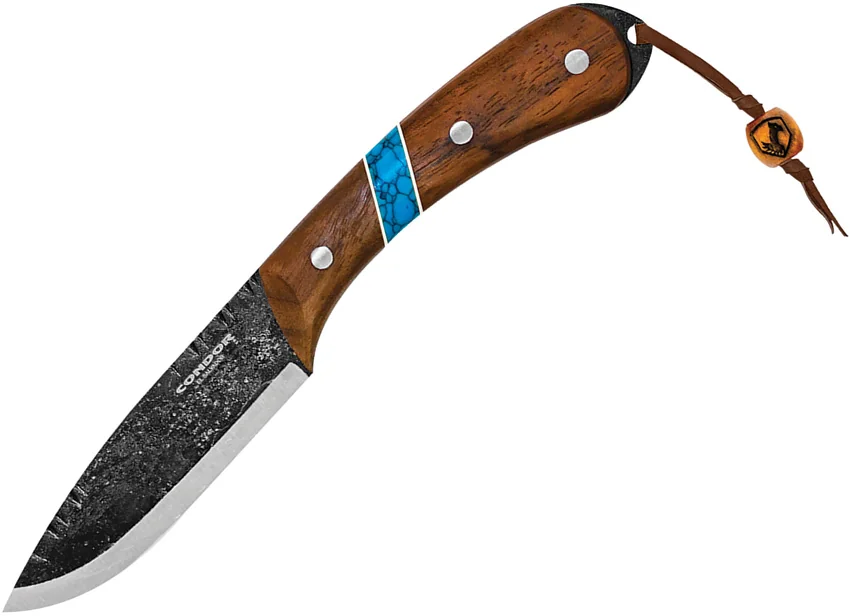 Condor Blue River Fixed Blade Knife Knife Walnut/Turquoise (4.5" Black)