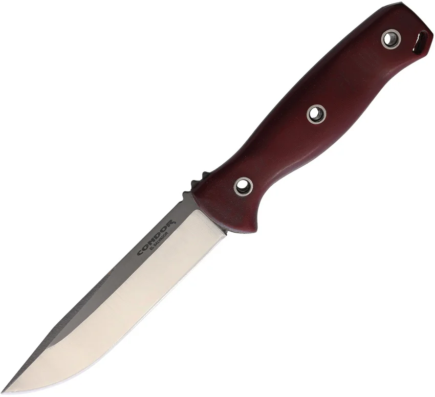Condor Bushcraft Bliss Fixed Blade Knife Red Linen Micarta (4.5" Satin)