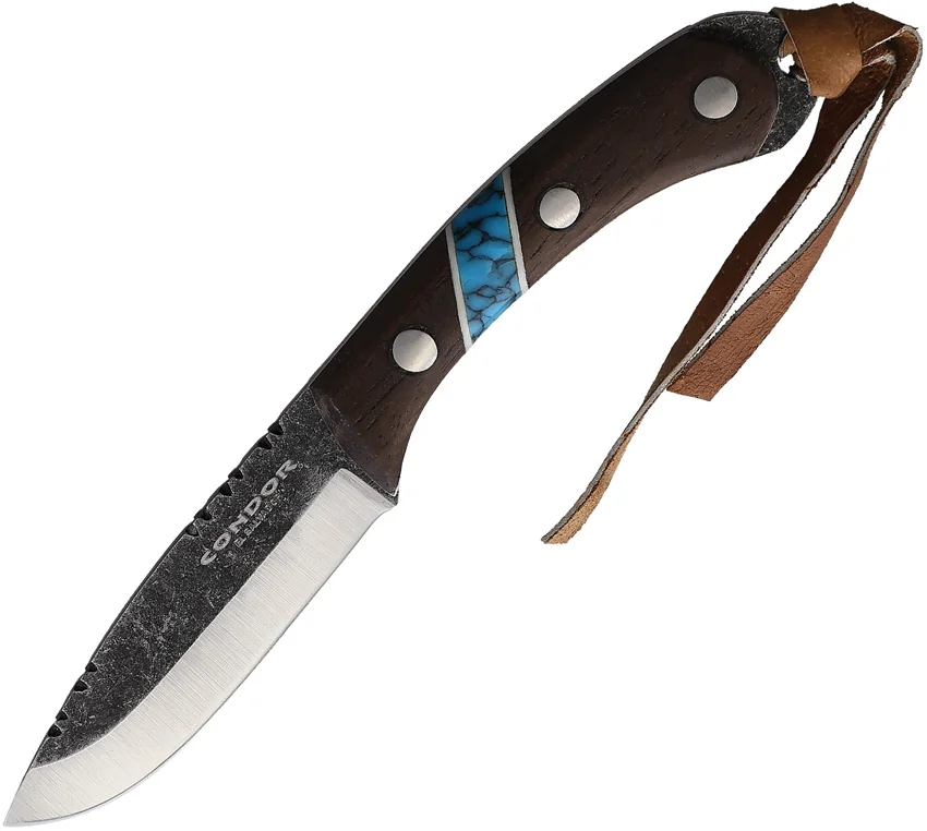 Condor Blue River Neck Knife Fixed Blade Walnut/Turquoise (2.25" Gray)