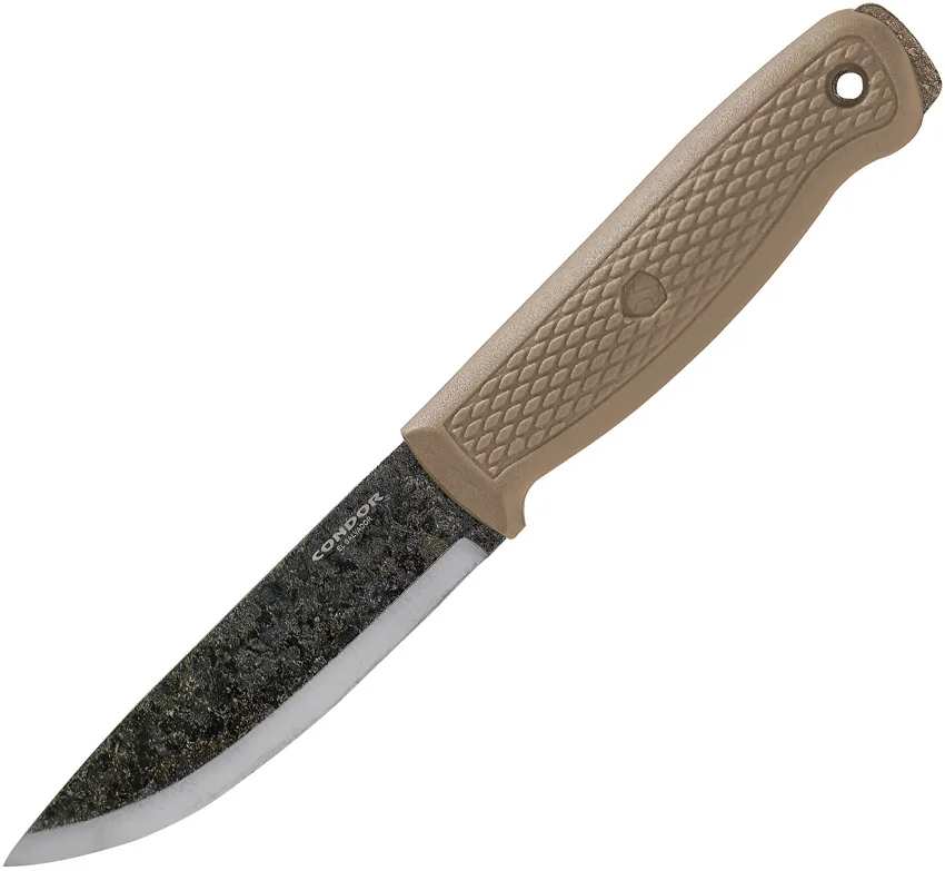 Condor Terrasaur Fixed Blade Knife Desert Tan Rubber (4.25" Black)