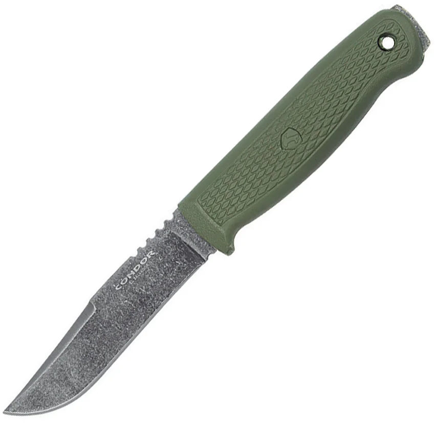 Condor Bushglider Fixed Blade Knife Green Plastic (4.25" Gray) CTK3949-4.2HC