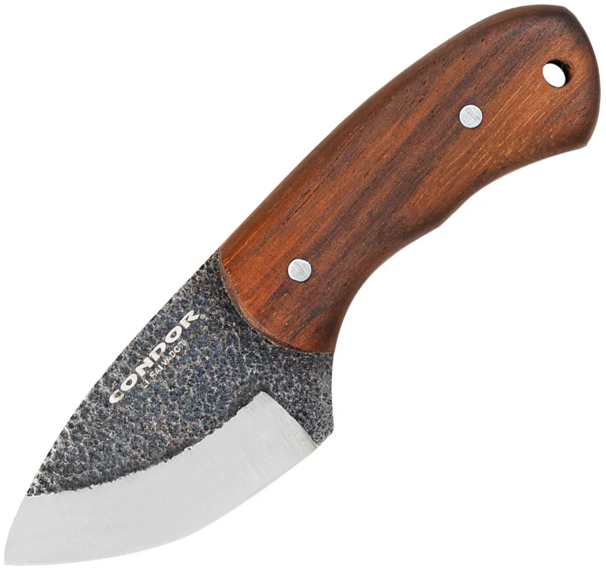 Condor Beetle Neck Knife Fixed Blade Walnut Wood (2.7" Black)