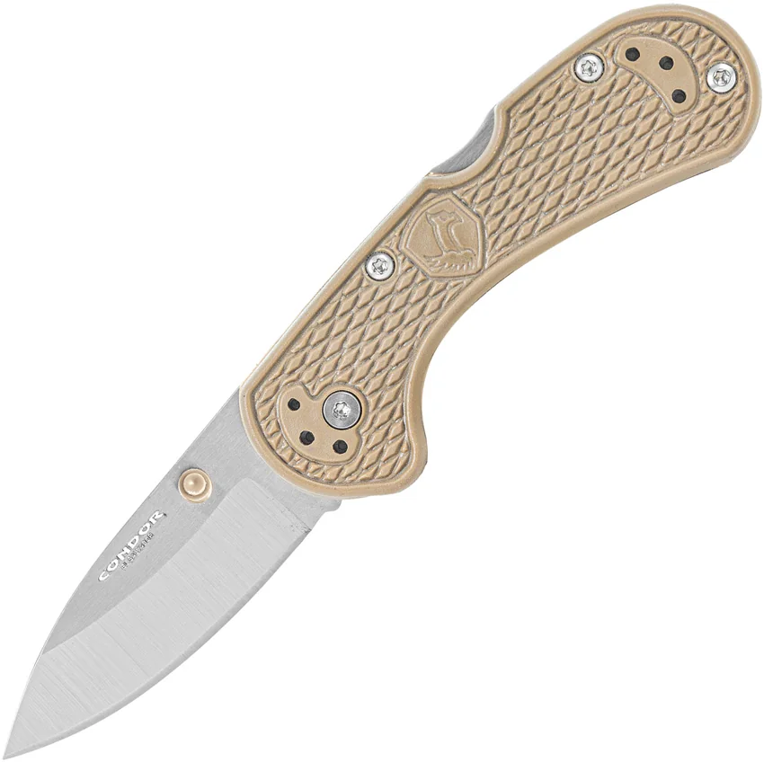 Condor Cadejo Drop Point Folding Knife Desert Tan Zytel (2.6" Polished)