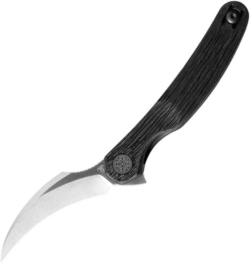 Cavol Mantis Linerlock Knife Black Grooved Titanium (2.5" Satin)