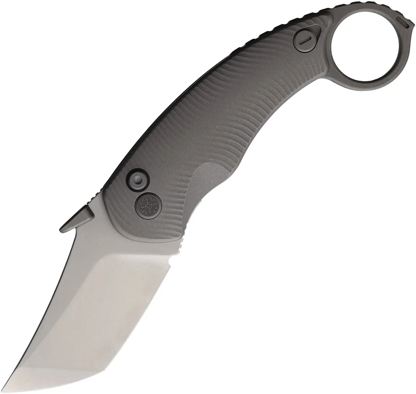 Cavol Kobra Button Lock Karambit Knife DLC Mirror Titanium (2.4" SW S90V)