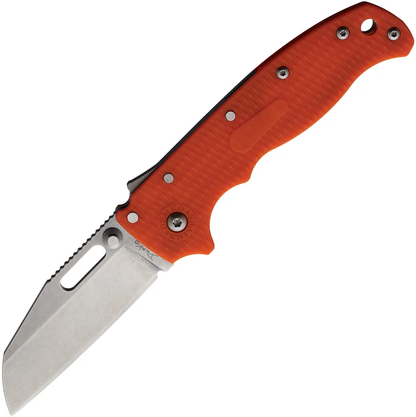 Demko AD 20.5 Sheepsfoot Shark-Lock Knife Orange Grivory (3" Stonewash)