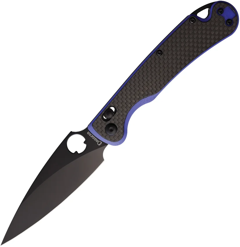 Daggerr Knives Zhalo Crossbar Lock Knife Blue G-10/CF Overlay (3.9" DLC)