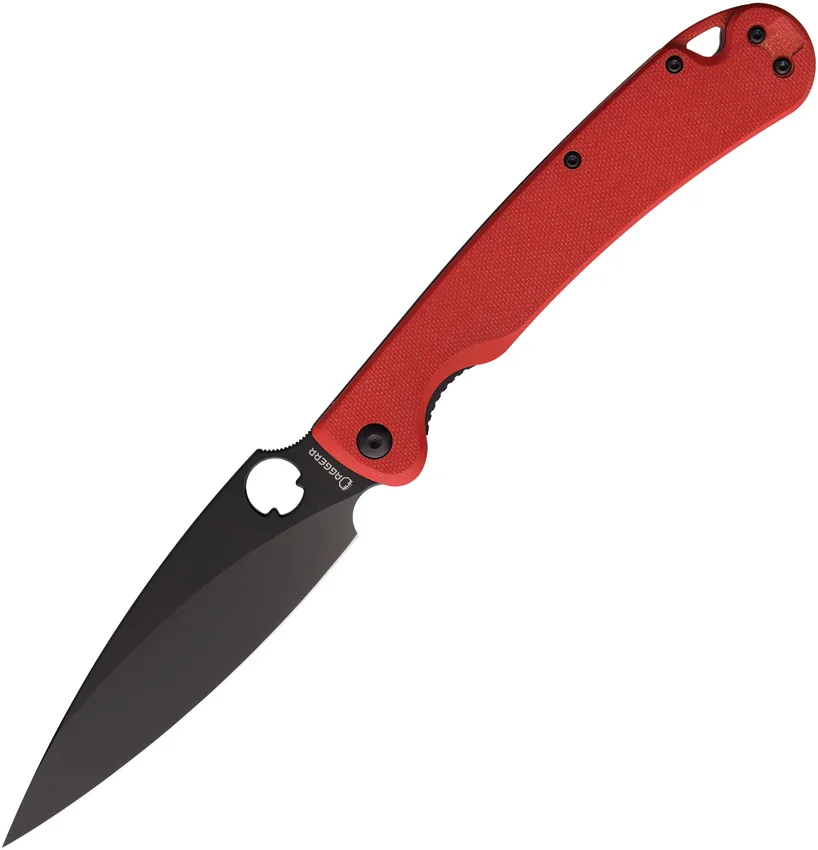 Daggerr Knives Zhalo XL Liner Lock Knife Red G-10 (4.5" Black)