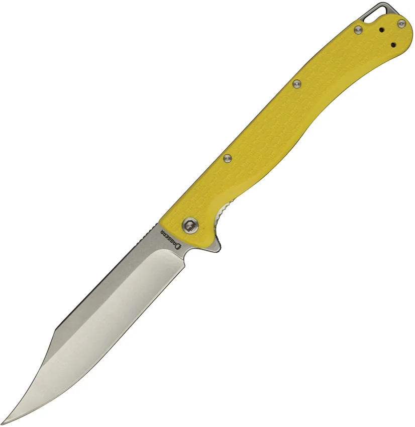 Daggerr Knives Toothpick Liner Lock Knife Yellow FRN (4.9" Stonewash)