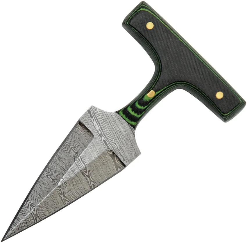 Damascus Push Dagger Micarta Green