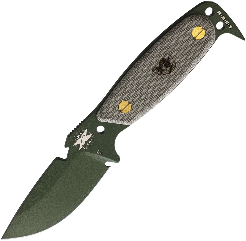 DPx Gear HEST Original Fixed Blade Knife Green Micarta (3.75" OD Green)