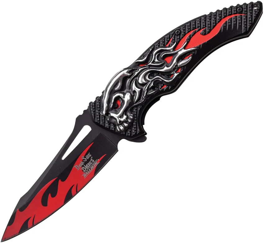 Dark Side Skull Flame Linerlock A/O Red