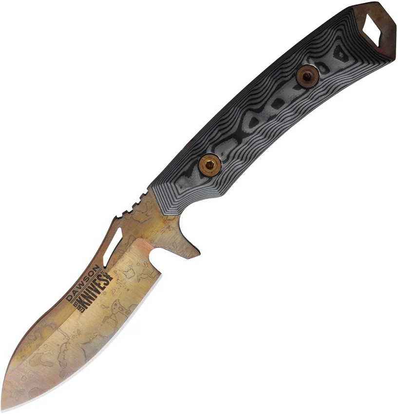 Dawson Knives Harvester Fixed Blade Knife Black/Gray G-10 (3" Arizona Copper)