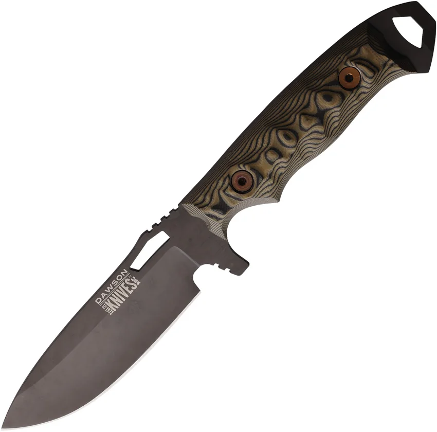 Dawson Knives Nomad Fixed Blade Knife Ultrex Camo G-10 (4.25" Black)