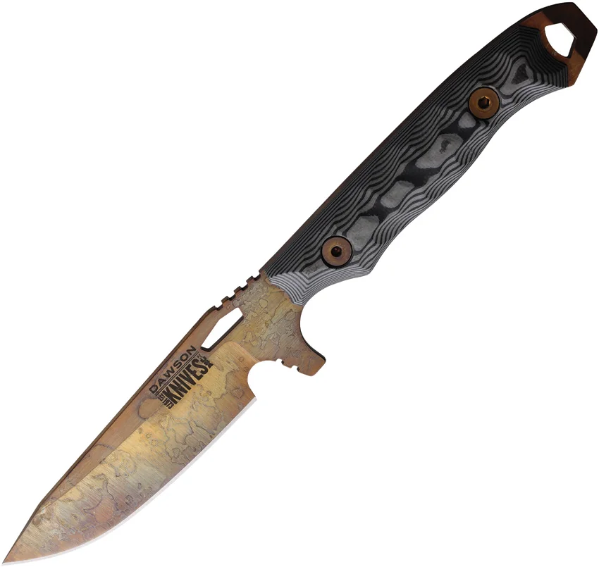 Dawson Knives Outcast Fixed Blade Knife Gray/Black G10 (4.125" Arizona Copper)
