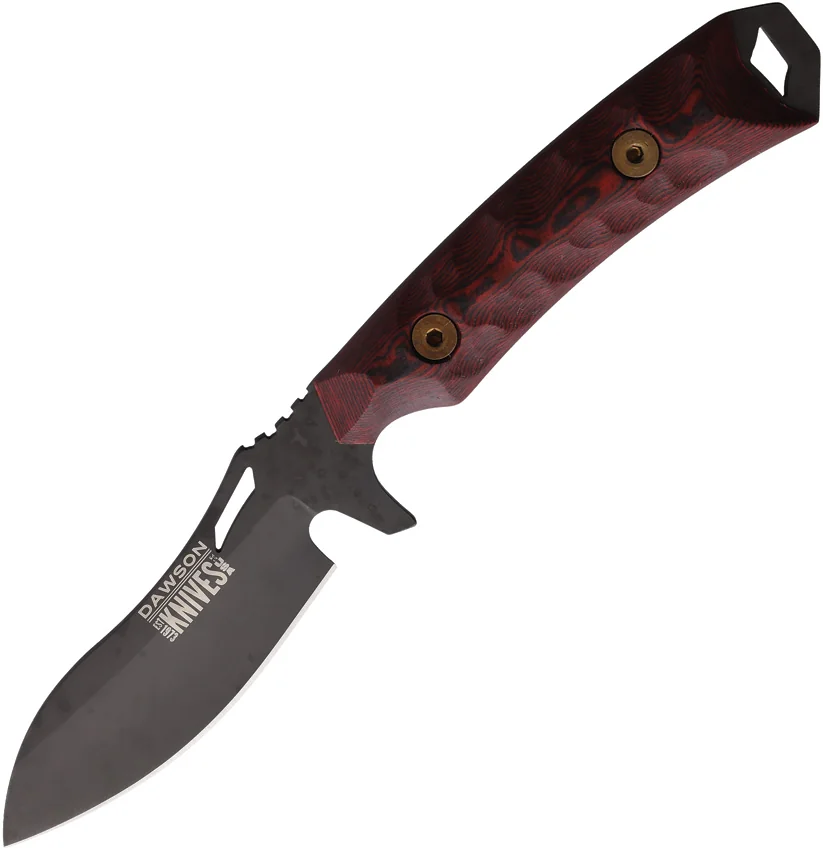Dawson Knives Harvester Gen 2 Fixed Blade Knife Red/Black G-10 (3" Black Apoc)