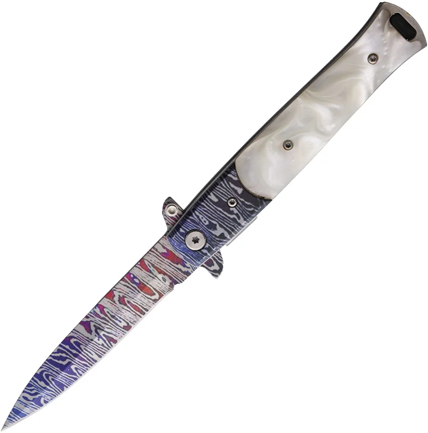 ElitEdge Damascus Etched Linerlock A/O