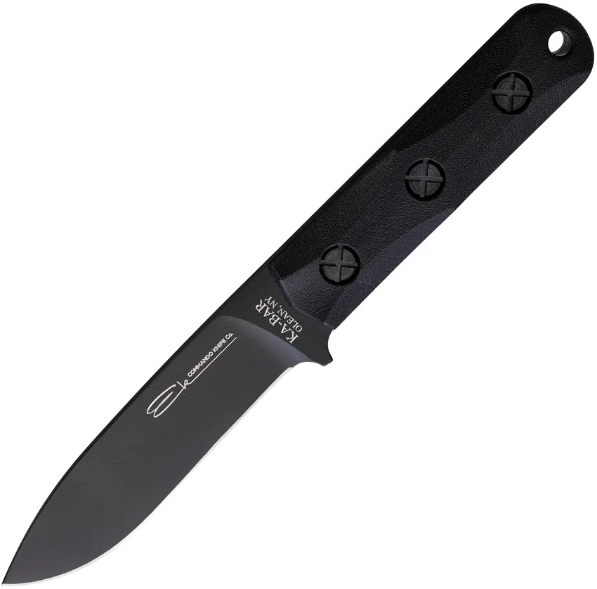 Ka-Bar John Ek Short Drop Point Fixed Blade Knife (4.1" Black) EK51