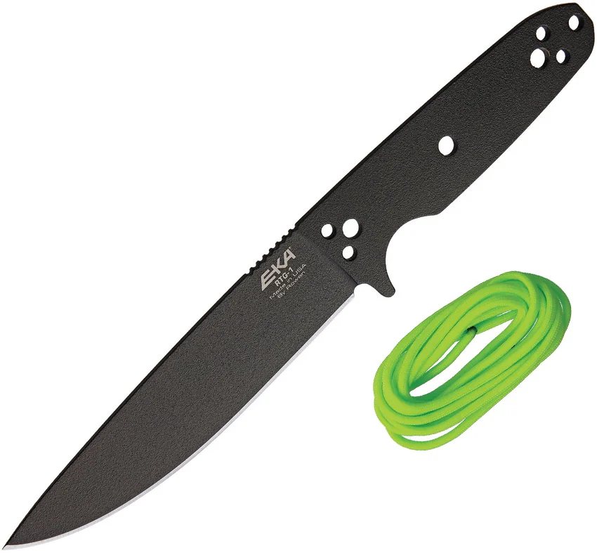 EKA RTG-1 Fixed Blade Knife Lime Green Paracord (5.7" Powder Coated 1095)