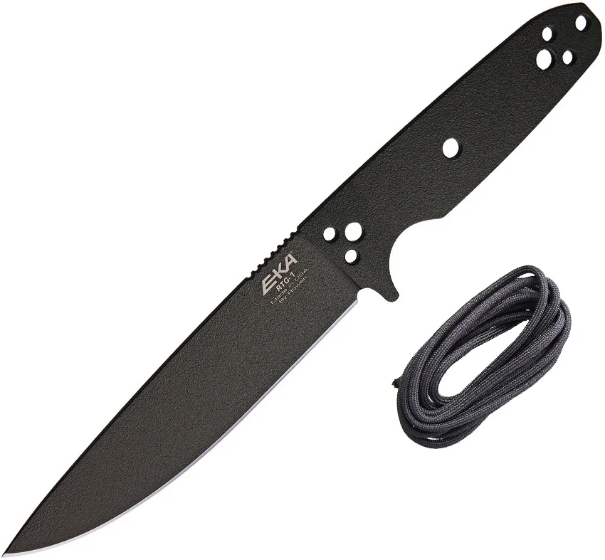 EKA RTG-1 Fixed Blade Knife Black Paracord (5.7" Powder Coated 1095)